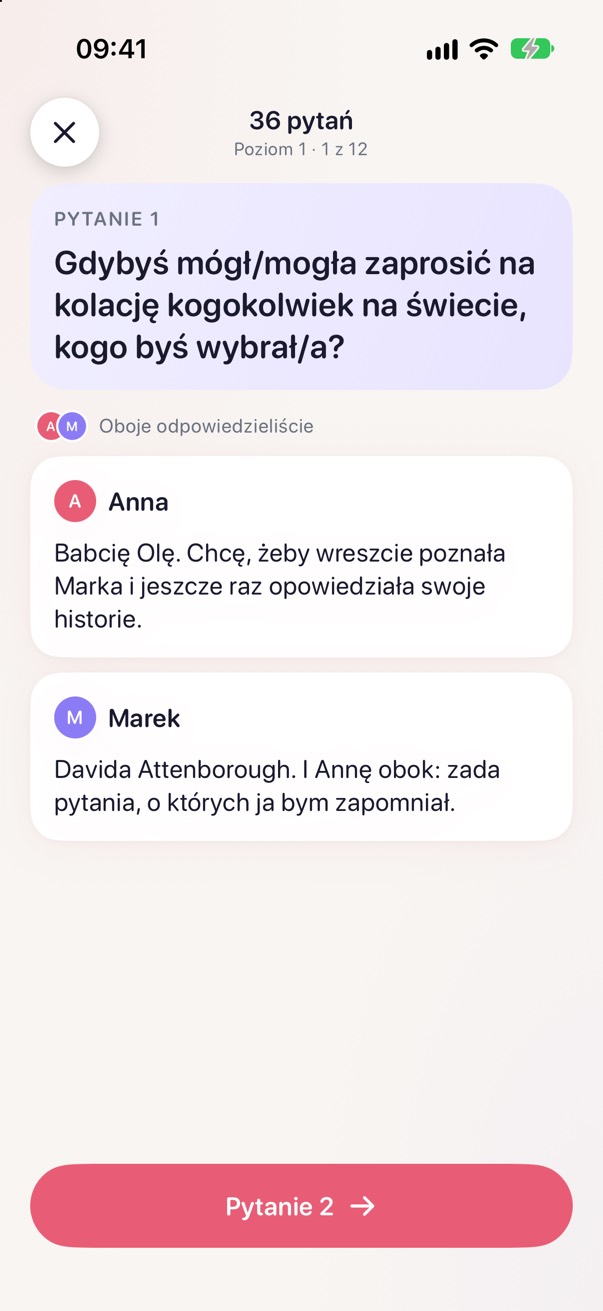 36 pytań: odpowiedzi obojga